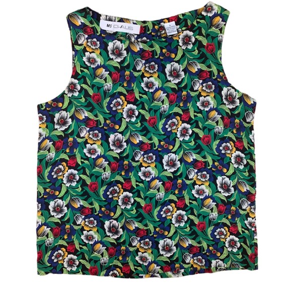 Vintage Ms Chaus Green Floral Boho 2 Piece Casual Top and Skirt Set Size 8 - Picture 6 of 11